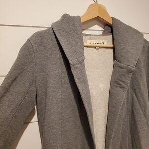 Community XXS Hooded Cardigan Light Grey Cotton Sweater Open Front Wrap Aritzia